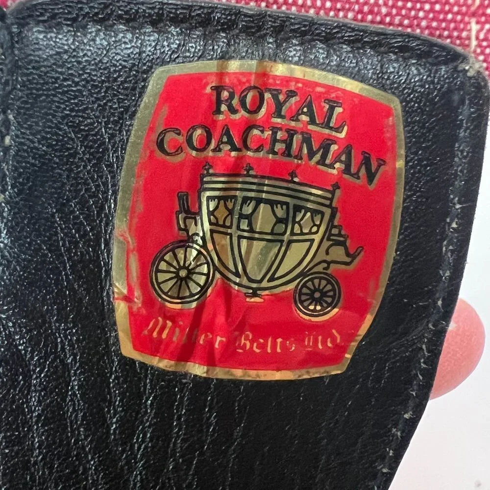 Vintage Royal Coachman Belt Medium 34-38 Red & Burgundy Canvas Silver Buckle‎